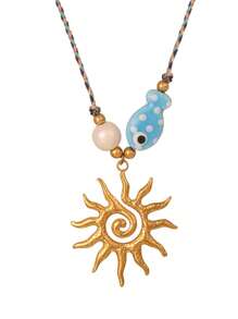 1PC Simple And Fashionable Ocean Style Copper Shell Resin Sea Fish Star Shell Freshwater Pearl Thin Hand Rope Female Beach Vacation Seaside Travel Party Summer Daily Dating Wear, Summer Versatile Models Hand Rope Jewelry Gift For Sisters Mother Girlfriends