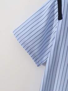 3pcs Boys Casual Set, Loose Fit Shirt, Shorts, Striped Shirt, Suitable For Toddlers, Party & Birthday, Summer Outfit