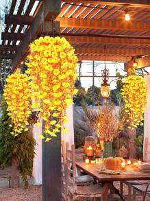 2pcs/4PCS/6PCS Artificial Hanging Plants Morning Glory Artificial Orange Vine Hanging Plants Suitable For Wall Home Living Room Indoor And Outdoor Autumn Decoration