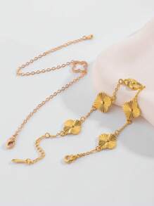Set de 5 piezas de brazaletes de joyería con adorno de trébol dorado de moda casual, adecuado como regalo para mamá, amigos, familia, esposa, novia, compañeros de clase para festividades