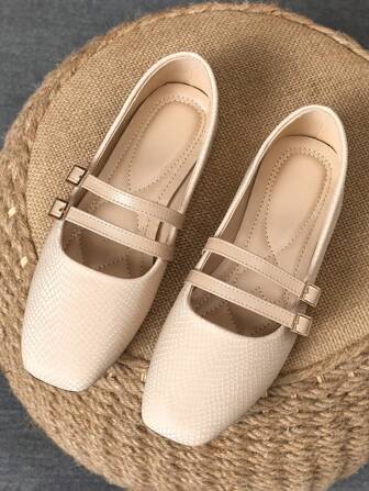 WHDXY 女士时尚方头平底鞋，仙女风格法式浪漫一脚蹬乐福鞋，舒适休闲和正式工作鞋，可搭配牛仔裤