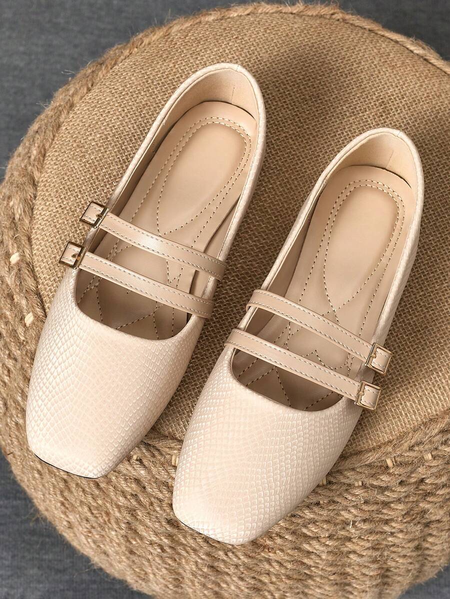 WHDXY Women's Fashion Square Toe Flat Shoes, Fairy Style French Romance Slip-On Loafers, Comfortable Casual & Formal Work Shoes To Pair With Jeans - 卡其色 - 查看 1