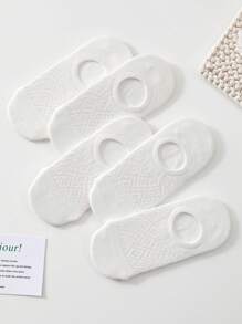 5 pares de calcetines invisibles blancos y negros finos para mujer con diseño de malla calada y antideslizante, calcetines tipo zapatilla ligeros, perfectos para el verano (sin cartón)