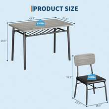 5-Piece Dining Table Set, Modern Kitchen Table Set For 4, Dining Table And Chairs For 4 With Metal Frame, Storage Rack, Square Table And 4 Padded Chairs For Small Space, Apartment - Grey - View 7