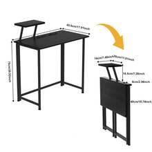 Folding Table With Monitor Stand, Foldable Computer Table, Folding Table For Small Spaces, Laptop Table With Monitor Stand, Foldable Computer Table, Foldable Computer Table, Computer Table For Office, Reading, Gaming, 80x45x74cm - 黑色 - 查看 8
