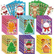 8/16pcs Christmas Stickers With Santa, Reindeer, Snowman, Christmas Tree, Christmas House Designs, DIY Decoration, Holiday Party Gifts, Filler Models