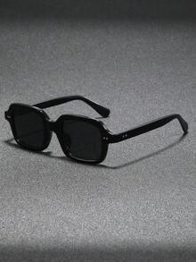 1 副男士复古矩形百搭时尚眼镜，适合户外、骑行、海滩和派对，重返校园时尚学院风 - 彩色 - 查看 3