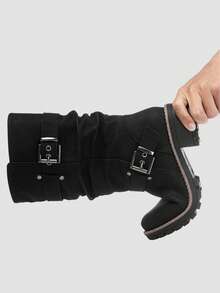 GLOBALWIN Women's Mid Calf Dress Boots Biker Motorcycle Riding Boots Women For Women Fall Boots Halloween Season - màu đen - Xem 7
