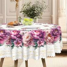 Elegante französische Pfingstrosen-Tischdecke - rund und rechteckiges Design, schöne Hochzeitsfestdekoration, unerlässlich für Frühjahrshochzeits-Esstisch