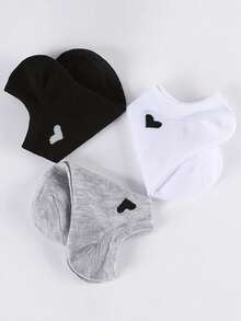 6双纯色心形短袜，男女通用，运动、休闲、商务日常穿着皆宜，圣诞礼物 - 彩色 - 查看 23