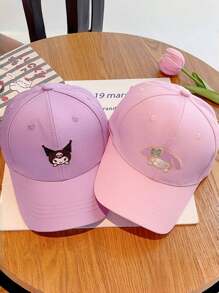 Sanrio 1 Berretto da baseball regolabile Sanrio con ricamo di Hello Kitty Cute, Kuromi, Melody e Cinnamoroll - in poliestere traspirante, cappello protettivo dal sole adatto per tutte le stagioni - ideale come regalo per compleanni e anniversari