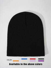 1 件男女通用 Y2K 风格纯黑色短款无檐针织帽，户外冬季保暖休闲百搭帽子，适合通勤秋季装 - 純色針織帽 - 查看 10