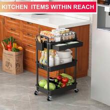 Rolling Practical Cart Storage With Detachable Drawers, Stable And Sturdy Black Rolling Storage Cart With Lockable Wheels, Suitable For Bathroom, Kitchen, Snacks, Crafts, Cosmetics, And Baby Essentials - 三層 - 查看 7
