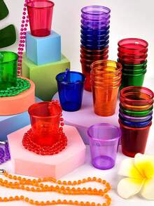 12 Collar vaso shot caballito tequilero mardi gras fiesta,suministros para despedida de soltera, carnaval, fiesta de cumpleaños, boda - Multicolor - Ver 2