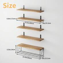 Tomnk 4+1/3+1/2+1 Tier Shelf, Floating Shelf, Bathroom Organizer, Large Capacity Storage And Storage, Wall Hanging, Wall Art, Fall Decor Home, 23.6 Inch, Suitable For Bathroom, Living Room, Bedroom, Kitchen - Multicolor - View 8