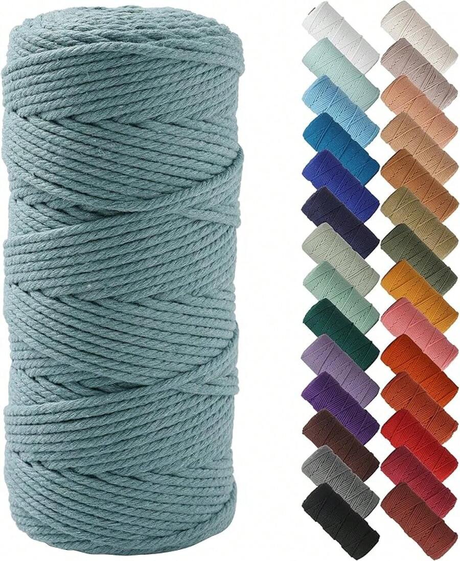 NOANTA Blue Macrame Cord 3mm X 109yards, Colored Macrame Rope, Cotton Rope Macrame Yarn, Colorful Cotton Cord Wall Hanging, Plant Hangers, Crafts, Knitting