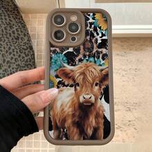 Cute Cow Pattern Phone Case, TPU Decorative Phone Protector Cover, Phone Accessories Compatible With IPhone - 棕色 - 查看 4