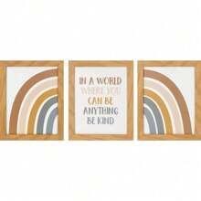 Inspirational Rainbow Canvas Framed Wall Art Decor Set Of 3 8" X 10"