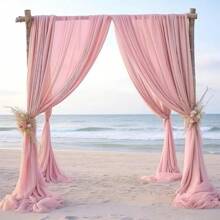 1/2pcs Elegant Light Gray Chiffon Table Runner, Sheer Draping Fabric Panel, Arch Drapes Sheer Backdrop Curtains For Party Decor, Wedding Decor, Room Decor And Home Decor