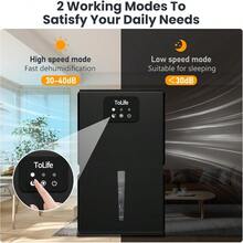 Dehumidifiers For Home 95 OZ Water Tank With AutoOff 1000 Sq.Ft Sleep Mode Portable Dehumidifier For Basement Bathroom Home RV Closet Room 7 Colors LED LightBlack - Black - View 4