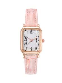 Neue Ankunft rechteckige Vintage Damenuhr mit Lederarmband, hohe Qualität, geeignet für Studenten, Grenzüberschreitend - Einheitsgröße - Übersicht 7