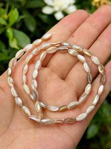 4x8mm Natural Oval Seashell Beads, Pink & White Color, Glossy Finish - Great For DIY Bracelets, Earrings And Jewelry Making Supplies