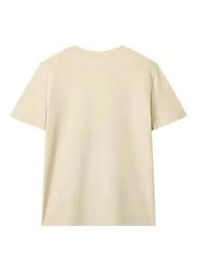 200g Pure Cotton T-Shirt 2025 Summer Ladies New Short Sleeve Pure Cotton Holiday Pattern Short Sleeve Round Neck Couple Wear Small Shirt Tops - 杏色 - 查看 3