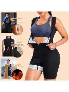 Women's Sauna Clothing, Weight Loss Sauna Shirt, Sweat Vest Girdle, Girdle Belly Reduction Exercise, 3 In 1 Body Shaping Full Body Contouring Exercise Top