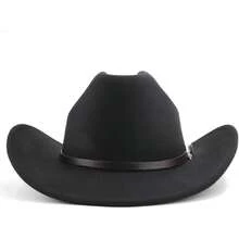 Sombrero de vaquero de fieltro clásico con ala ancha para uso al aire libre - 1 paquete Estilo 2: Negro B - Ver 7