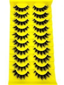 10 Pairs Fluffy 3D Multi-Layer DD Curl Dramatic Russian False Eyelashes Thick & Voluminous Whole Lash Strip Transparent Band - Fluffy Lashes - View 2