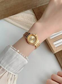 1pc Creative Watch Gold /Silver And Fashionable Quartz Watch, Suitable For Birthday Gift, Anniversary Gift, Daily Matching