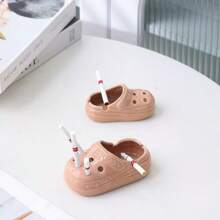 Unique Ceramic Wooden Clogs Ashtray - Beige & White Simulated Tool Design, Ideal For Home, Office And Hotel Decor | Perfect Gift For Valentine's Day, New Year And Spring Festival