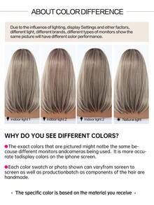 棕色渐变假发，中长发，无刘海，耐热合成发，柔软，逼真，透气，适合初学者，适合女性派对、日常通勤、节日、旅游，16 英寸 - 漸層棕色 - 查看 10