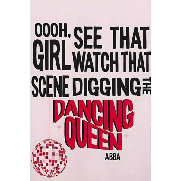 1pc Modern Music Dance Queen Lyrics Canvas Art Print Modern For Home Office Decor, Perfect For Living Room, Bedroom, Kitchen, And More Decor Gift Optional Frame ,Wall Art With Frame