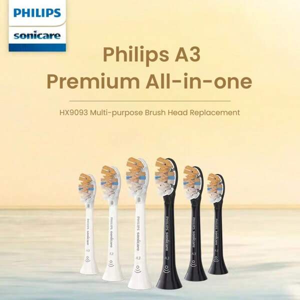 PHILIPS 3Pcs Philips Sonicare A3 Premium All-In-One, Genuine Replacement Toothbrush Heads