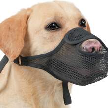 1 pieza Bozal para perros grandes, medianos y pequeños, bozal de malla patentado para prevenir mordeduras, masticación y alimentación, protector de hocico suave con diseño de abertura frontal para beber y jadear