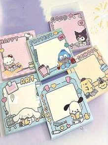 Sanrio [Paquete de 6 notas adhesivas lindas] Paquete de 6 notas adhesivas con personajes de Sanrio - Blocs de notas adhesivas cuadrados y lindos, set de artículos de papelería de oficina y hogar, útiles escolares, de vuelta a clases
