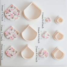 6 件细长椭圆形/钻石形/扇形水滴形/弧形边缘梯形聚合物粘土耳环切割器套装，不同尺寸细长水滴粘土切割器适用于 DIY 耳环珠宝吊坠制作，长泪珠粘土耳环和珠宝制作用品