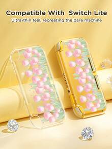 Ayotu 1个粉色郁金香图案超薄TPU透明保护壳，兼容Switch OLED/Switch/Switch Lite/新款Switch 2 (2025) - 兼容底座设计，无需拆卸，防摔防尘，多种颜色可选 - 彩色 - 查看 17