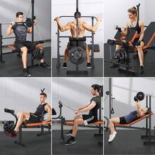 800lbs 8-In-1 Adjustable Weight Bench Set For Home Gym – Multi-Function Strength Training With Lat Pulldown, Leg Extension/Curl, Preacher Curl & Squat Rack, 5 Backrest Positions (Black) - 黑色和橙色 - 查看 4
