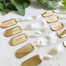 50-Piece Personalized Oval Acrylic Name Tags, Acrylic Place Cards With Ribbons, Custom Nameplates For Formal Dinner Table Settings. - Multicolor - View 5