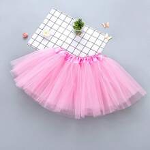 1pc Women/Teens/Adults Classic Elastic 3-Layer Tulle Skirt, Tutu Performance Dance Costume Mesh Pleated Mini Skirt