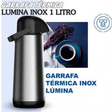 GARRAFA TÉRMICA BOMBA DE PRESSÃO, CHÁ, CAFÉ, CHIMARRÃO, TERMOLAR LÚMINA INOX 1 LITRO PRATA INOX 12H QUENTE E 24H FRIO. - Inox Prata - Visão 8