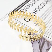 Set de 6 pulseras minimalistas de metal geométrico, diseño exagerado de hoja, adecuado para playa, vacaciones, estilo callejero