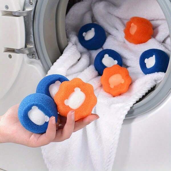 4 jeux de boules de rouleau anti-peluches en éponge pour la lessive, boules anti-peluches pour vêtements, boules de nettoyage pour machine à laver, boules magiques de retrait des taches