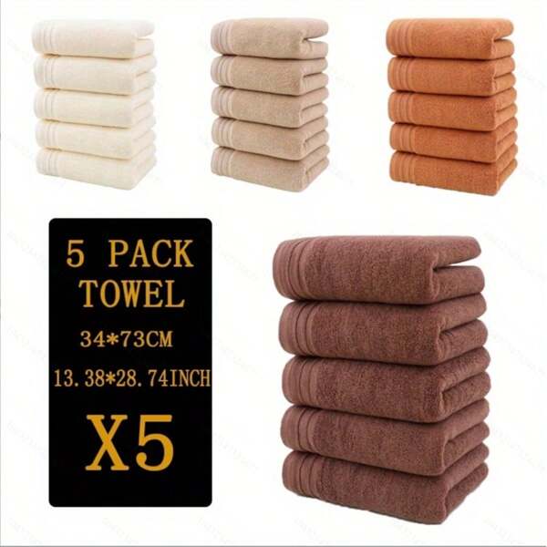 5 Stück/Packung Handtuch Set, 34 x 73 cm, hochabsorbierend, weich & hautfreundlich, für Zuhause, Badezimmer, Gesichtswäsche, Baden, Reiseduschhandtücher für Schönheitssalon, Hotel, Sport, Zuhause Essentials, Handtuch, Hautpflege