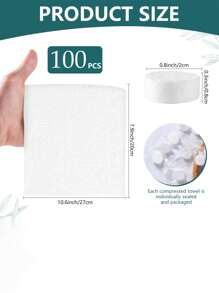 Súper valor 100/195 toallitas desechables mini comprimidas portátiles - perfectas para viajes, campamento, senderismo, deportes y salones de belleza de hotel, 100 piezas de toallitas comprimidas portátiles desechables mini comprimidas tipo moneda para papel higiénico para viajes, campamento, senderismo, deporte, salón de belleza, limpieza de manos en el hogar