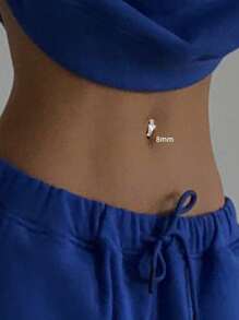 S925 Sterling Silver Belly Button Ring White Gold Plated Zirconia Surgical Steel Hypoallergenic Clicker Belly Button Ring Heart Navel Rings For Women Daily Jewelry