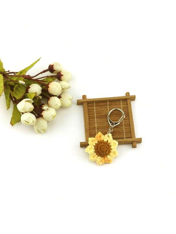 Mini Handmade Crochet Sunflower Flower Bag Charm/Keychain