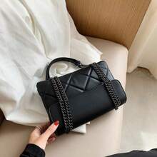 Women's Black Quilted Flap Shoulder Bag